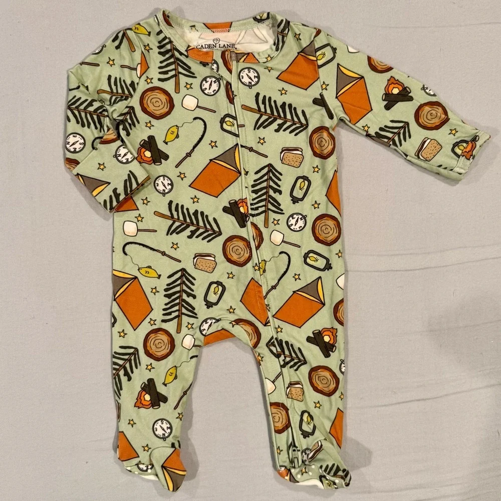 Caden Lane Cozy Camper Footie Boys NB Newborn Girls Bamboo Zipper Sleeper Pajama